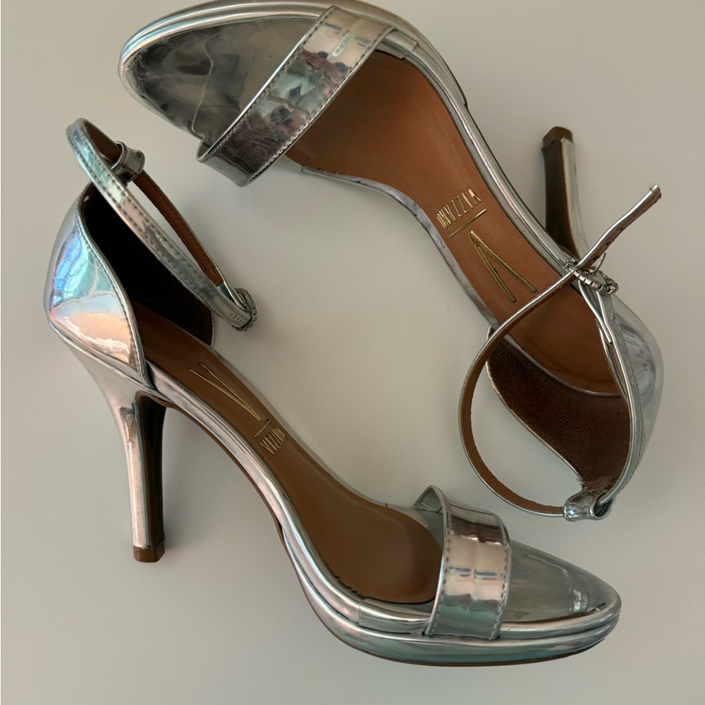 Mirrored Silver High Heel Sandals